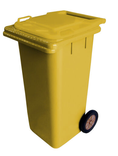 120L YELLOW PLASTIC WASTE CONTAINER/YELLOW LID