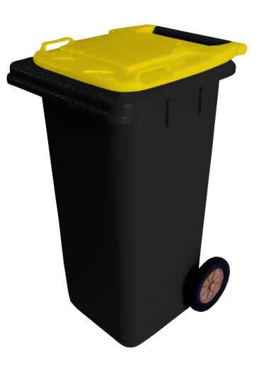 120L BLACK PLASTIC WASTE CONTAINER / YELLOW LID