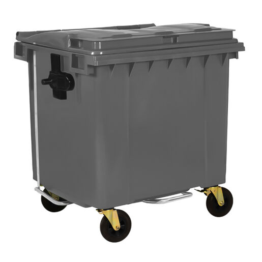 1100L GREY PLASTIC WASTE CONTAINER WITH FOOT PEDAL