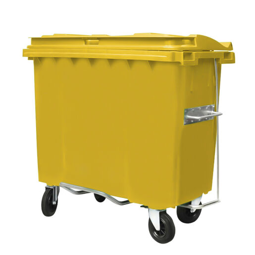 660L YELLOW PLASTIC WASTE CONTAINER WITH FOOT PEDAL
