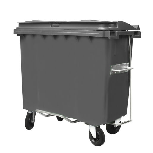 660L GREY PLASTIC WASTE CONTAINER WITH FOOT PEDAL