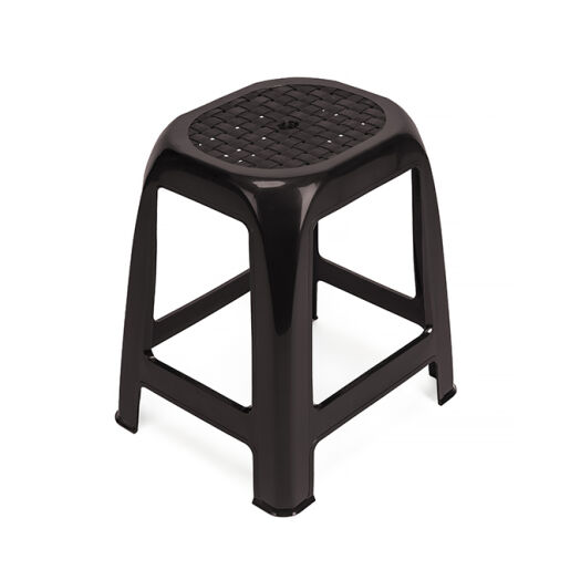 BLACK STACKABLE PLASTIC STOOL WITHOUT BACK