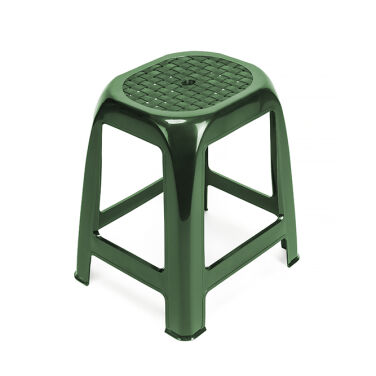 GREEN STACKABLE PLASTIC STOOL WITHOUT BACK