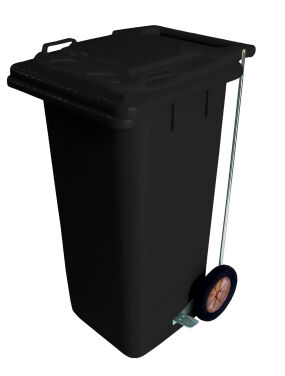 120L BLACK PLASTIC WASTE CONTAINER/BLACK LID WITH FOOT PEDAL