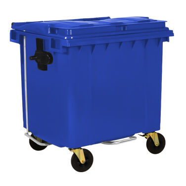 1100L BLUE PLASTIC WASTE CONTAINER WITH FOOT PEDAL