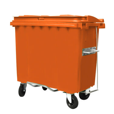 660L ORANGE PLASTIC WASTE CONTAINER WITH FOOT PEDAL