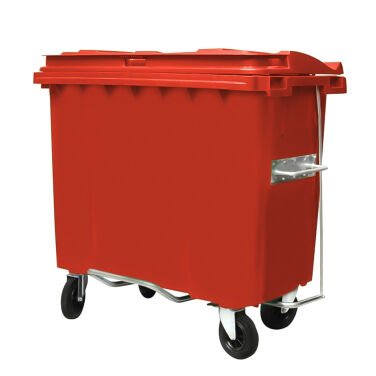 660L RED PLASTIC WASTE CONTAINER WITH FOOT PEDAL
