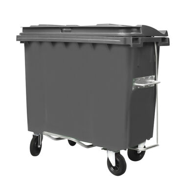 660L GREY PLASTIC WASTE CONTAINER WITH FOOT PEDAL