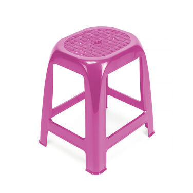 PINK STACKABLE PLASTIC STOOL WITHOUT BACK