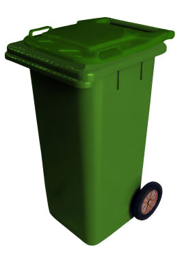 120L GREEN PLASTIC WASTE CONTAINER/GREEN LID