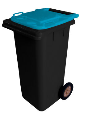 120L BLACK PLASTIC WASTE CONTAINER/BLUE LID