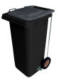 120L BLACK PLASTIC WASTE CONTAINER/GREY LID WITH FOOT PEDAL