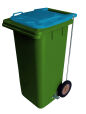 120L GREEN PLASTIC WASTE CONTAINER/BLUE LID WITH FOOT PEDAL