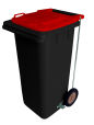 120L BLACK PLASTIC WASTE CONTAINER/RED LID WITH FOOT PEDAL