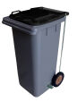 120L GREY PLASTIC WASTE CONTAINER/BLACK LID WITH FOOT PEDAL