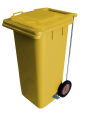 120L YELLOW PLASTIC WASTE CONTAINER/YELLOW LID WITH FOOT PEDAL
