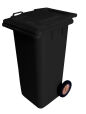 120L BLACK PLASTIC WASTE CONTAINER/BLACK LID
