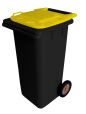 120L BLACK PLASTIC WASTE CONTAINER / YELLOW LID