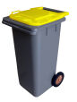 120L GREY PLASTIC WASTE CONTAINER / YELLOW LID