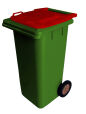 120L GREENPLASTIC WASTE CONTAINER/RED LID