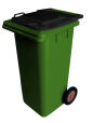 120L GREENPLASTIC WASTE CONTAINER/ BLACK LID