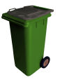120L GREENPLASTIC WASTE CONTAINER/ GREY LID