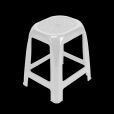 WHITE STACKABLE PLASTIC STOOL WITHOUT BACK