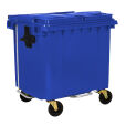 1100L BLUE PLASTIC WASTE CONTAINER WITH FOOT PEDAL