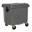 1100L GREY PLASTIC WASTE CONTAINER WITH FOOT PEDAL