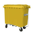 660L YELLOW PLASTIC WASTE CONTAINER WITH FOOT PEDAL