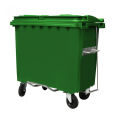 660L GREEN PLASTIC WASTE CONTAINER WITH FOOT PEDAL