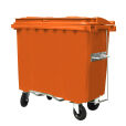 660L ORANGE PLASTIC WASTE CONTAINER WITH FOOT PEDAL