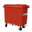 660L RED PLASTIC WASTE CONTAINER WITH FOOT PEDAL