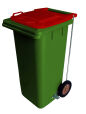 120L GREEN PLASTIC WASTE CONTAINER/RED LID WITH FOOT PEDAL