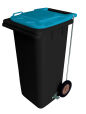 120L BLACK PLASTIC WASTE CONTAINER/BLUE LID WITH FOOT PEDAL